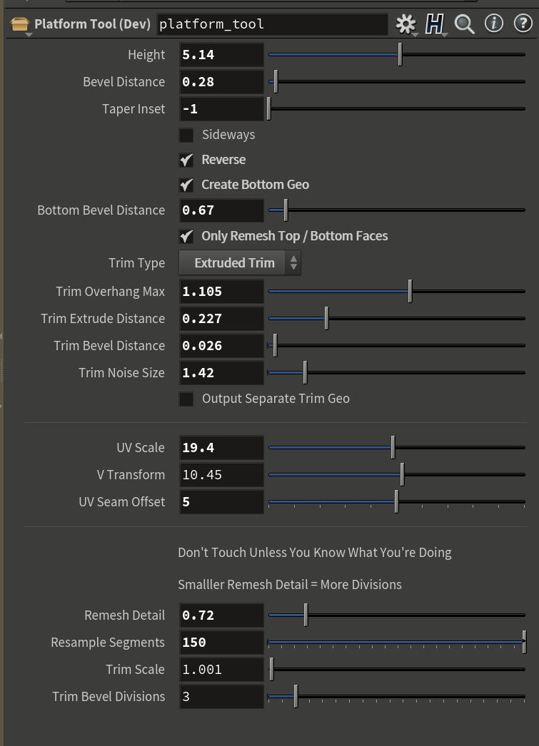 Platform Tool Parameters