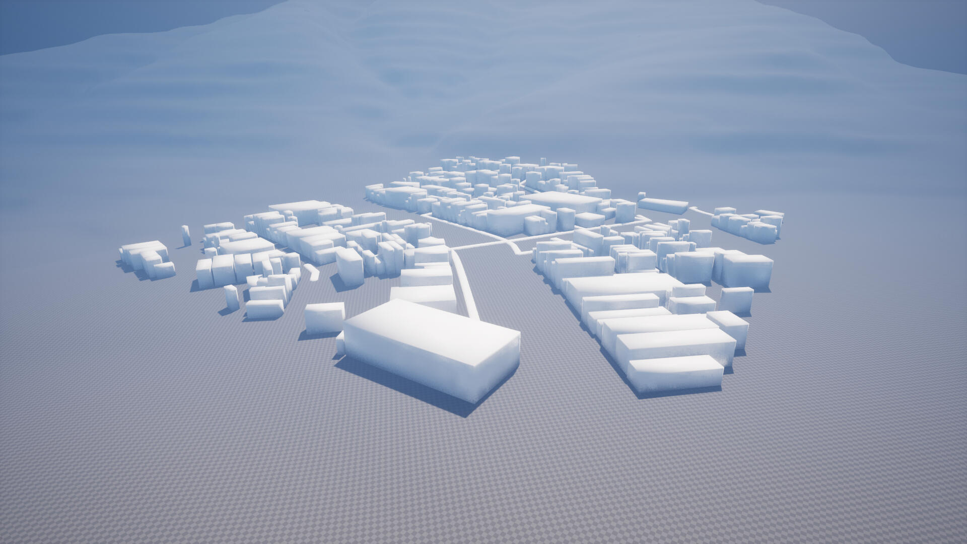 Basic buildings and roads in Unreal.
