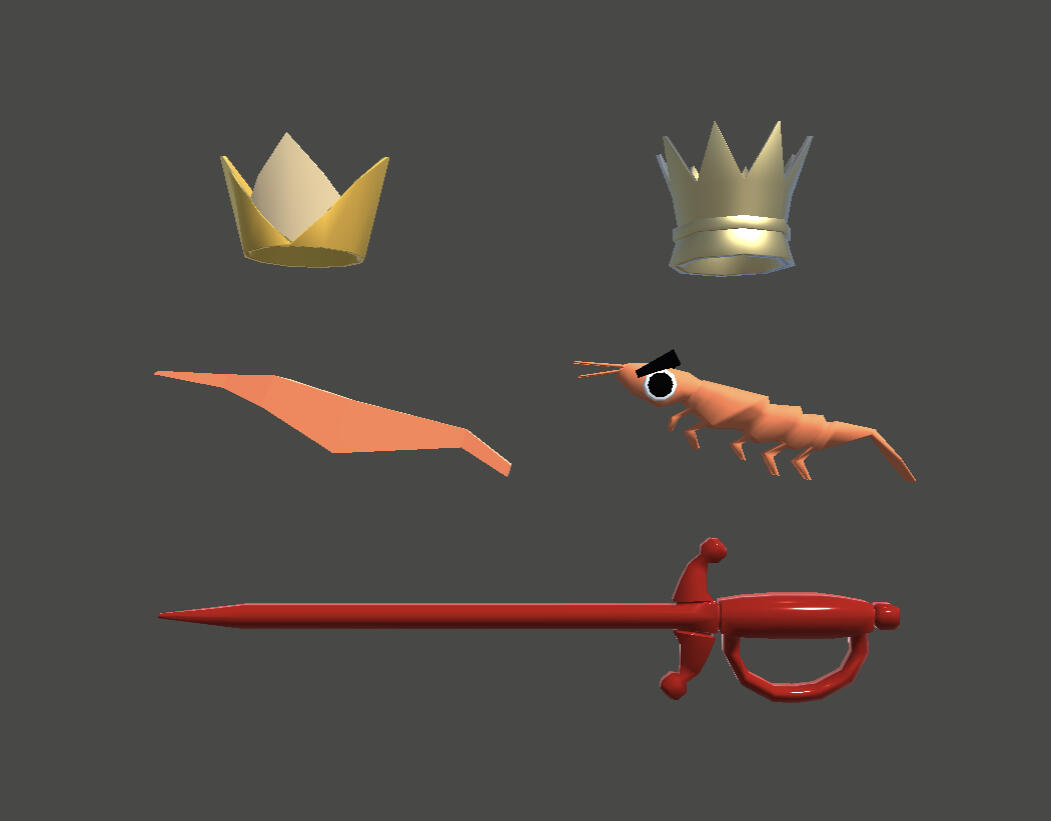Krill-related models. The &quot;low poly&quot; krill is used in the krill swarm boids simulation.